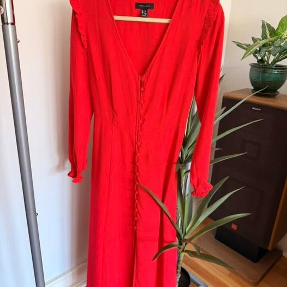 New Look Women's Red Button-Up Dress